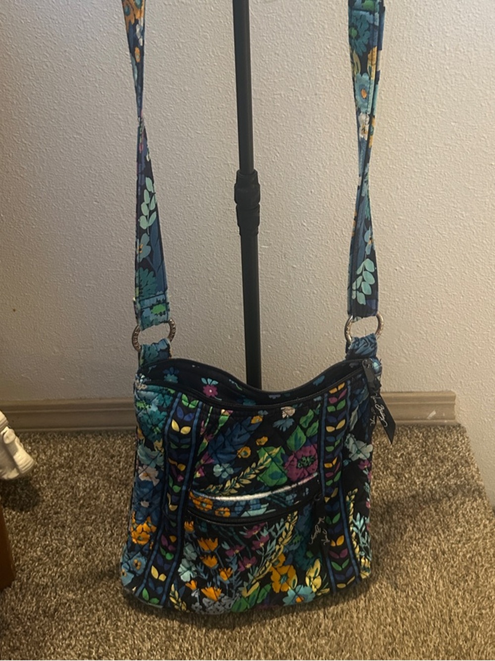 Vera Bradley Teal and Yellow Floral Crossbody Bag